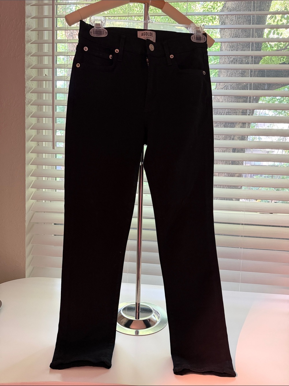Agolde Black Straight-Leg High-Rise Jeans
